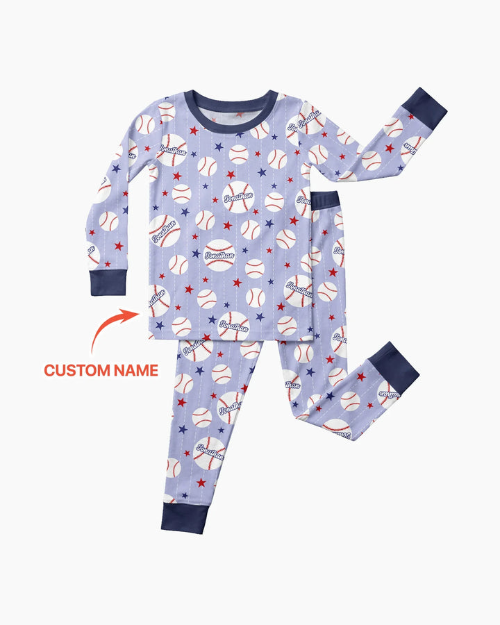 Custom Name Rookie of The Year Matching Bamboo Two Piece Long Sleeve Pajama Set