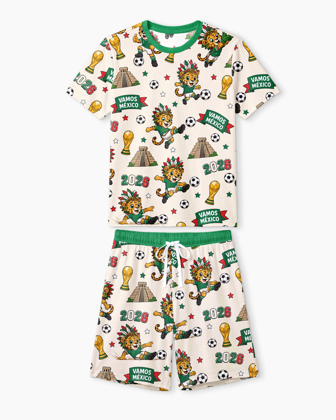 Jaguar 2026 Vamos Mexico Family Matching Bamboo Men Short Sleeve Short Pajama Set