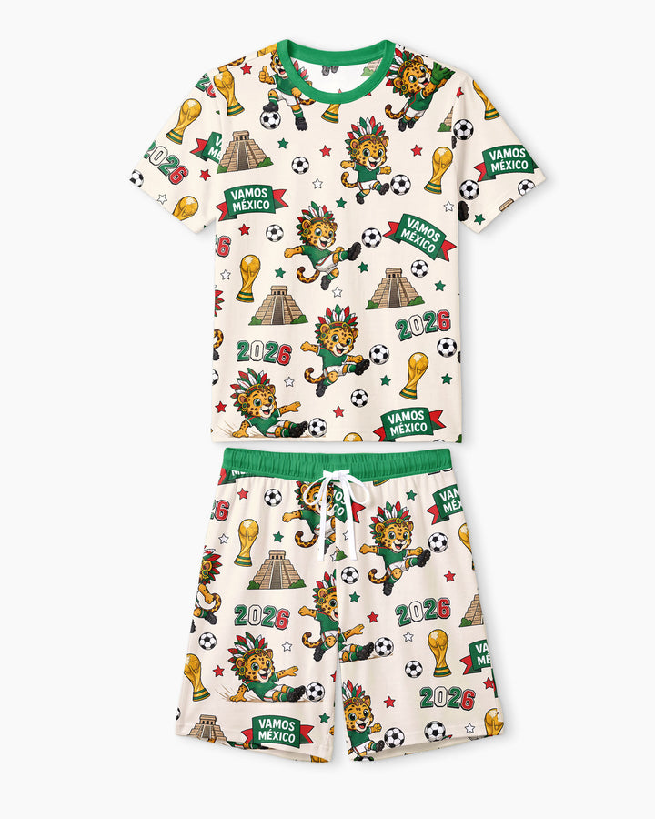 Jaguar 2026 Vamos Mexico Family Matching Bamboo Men Short Sleeve Short Pajama Set