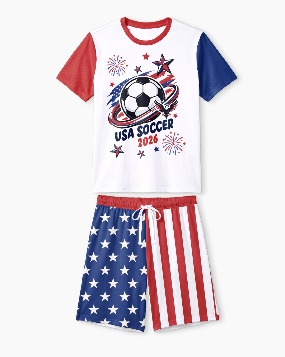 USA Soccer 2026 Family Matching Bamboo Men Short Sleeve Short Pajama Set