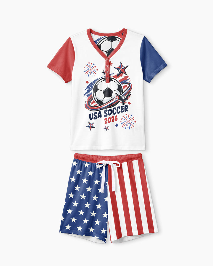USA Soccer 2026 Family Matching Bamboo Women Short Sleeve Short Pajama Set
