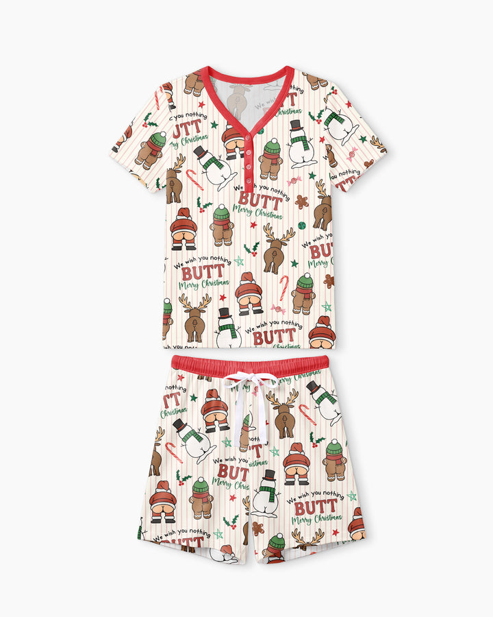 We Wish You Nothing Butt Merry Bamboo Women Short Sleeve Short Pajama Set