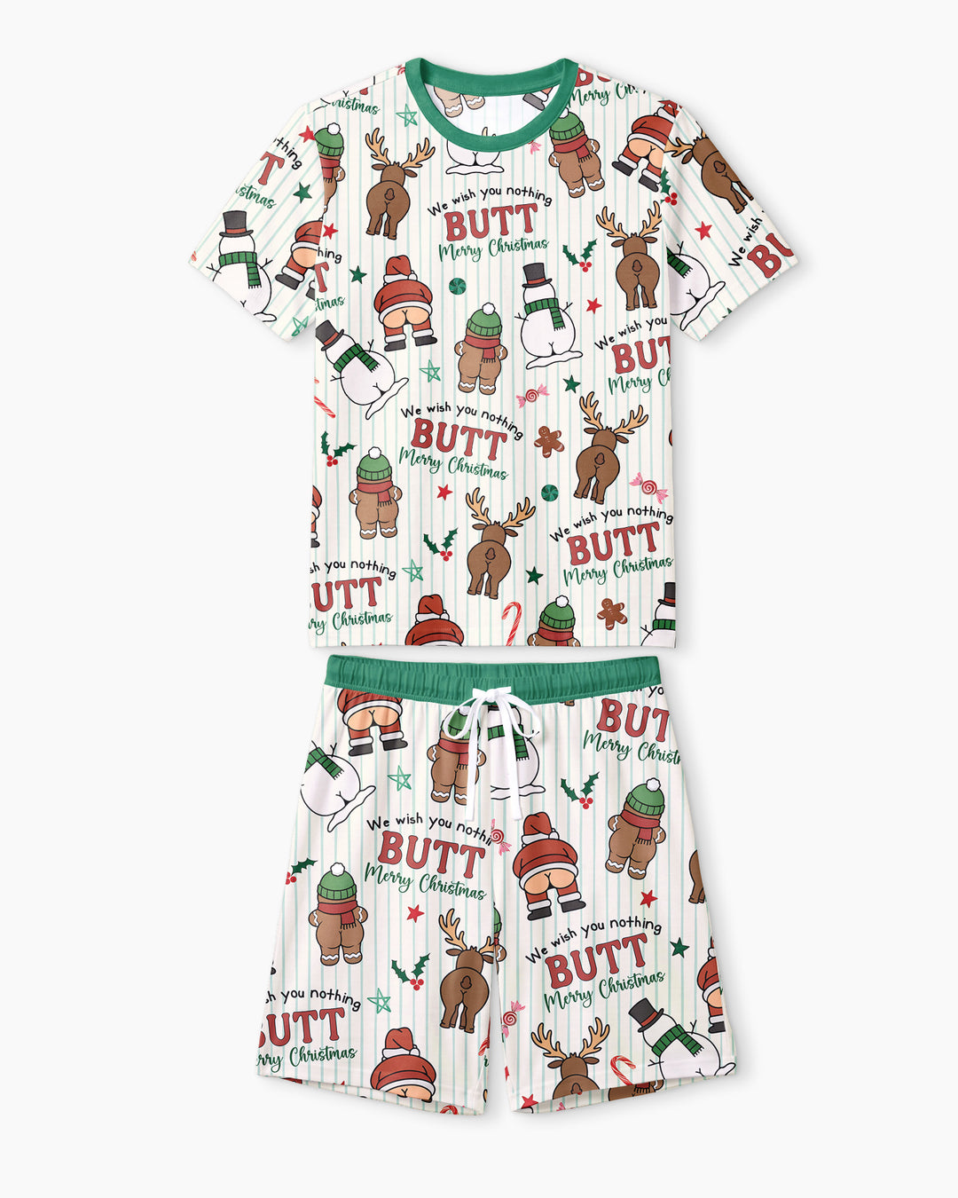 We Wish You Nothing Butt Merry Bamboo Men Short Sleeve Short Pajama Set