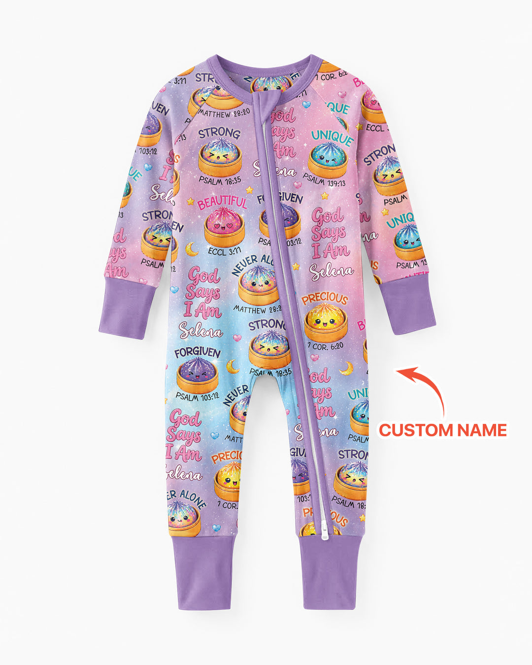 God Says I Am Glitter Dumpling Custom Name Bamboo Convertible Zippy