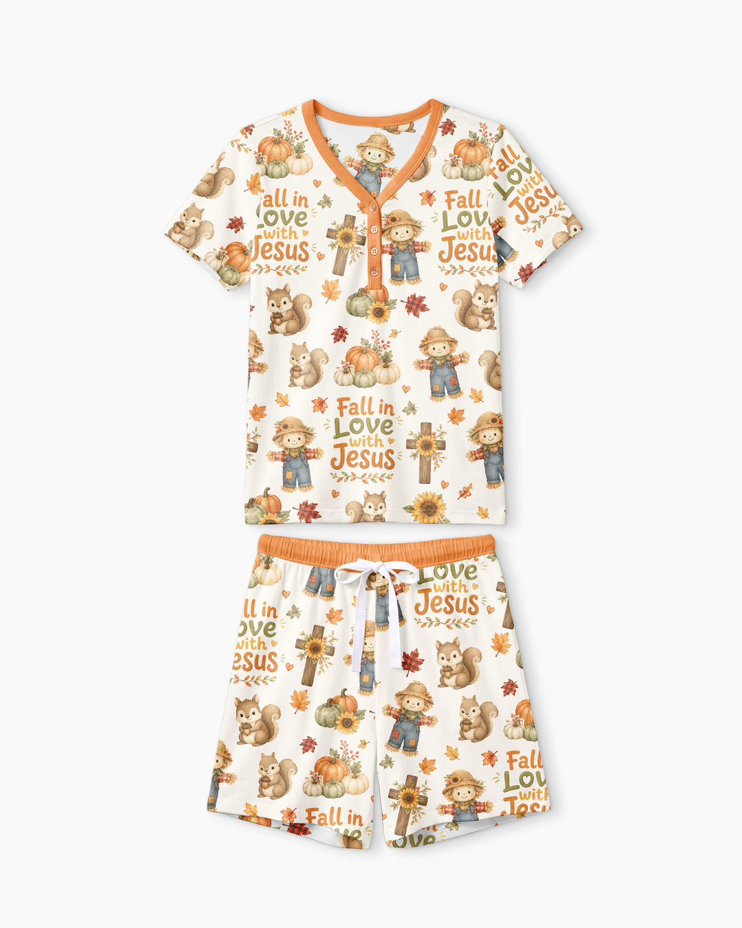 Fall For Jesus Bamboo Women Short Sleeve Short Pajama Set
