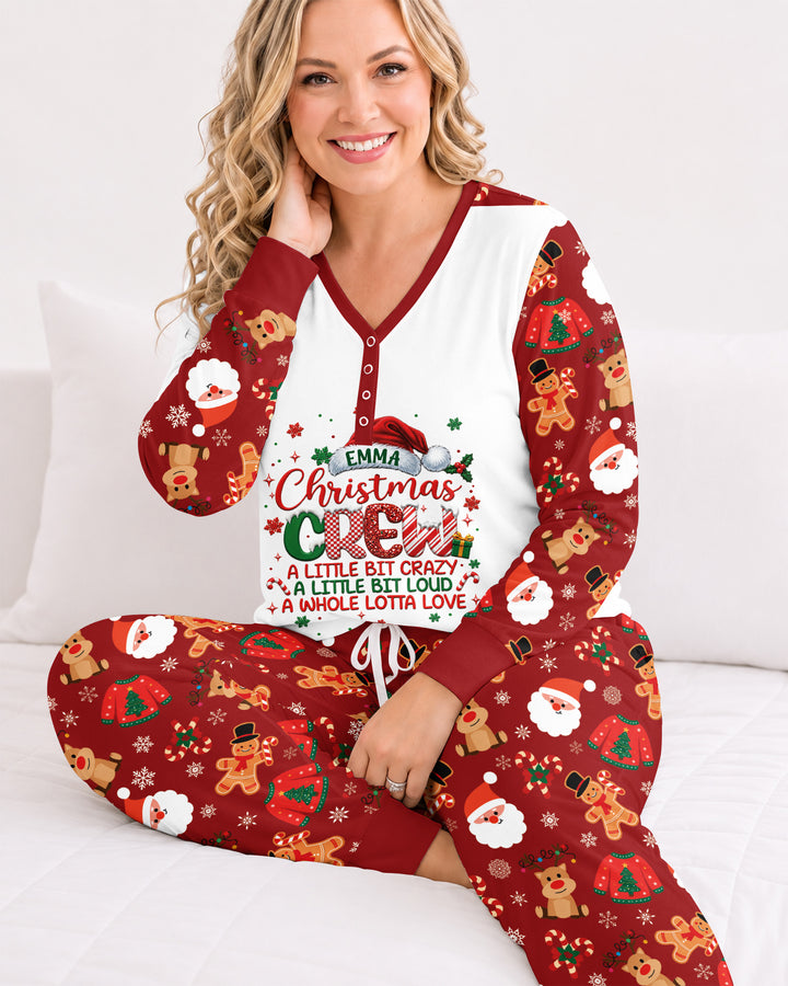 Personalized Christmas Crew Family Matching Bamboo Women Pajama Set