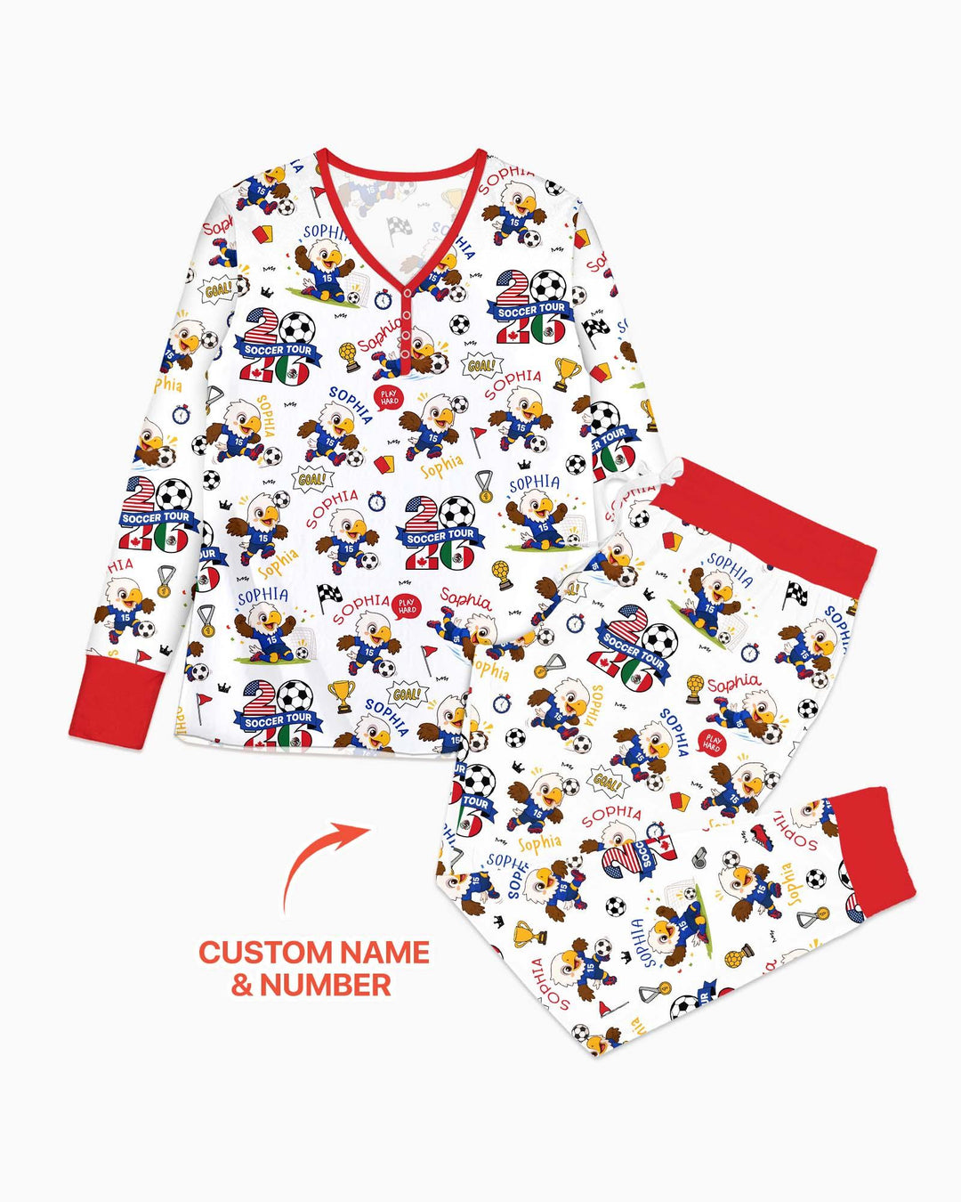 USA We Are Champions Soccer Tour 2026 Bamboo Women Pajama Set