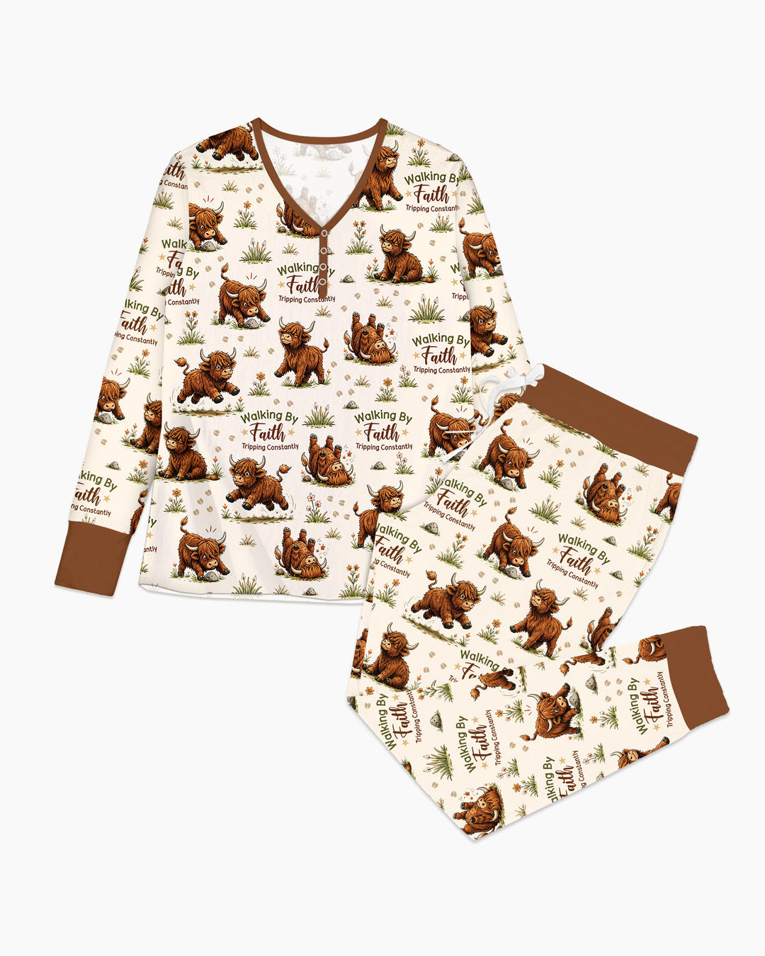 Walking By Faith Tripping Constantly Bamboo Women Pajama Set