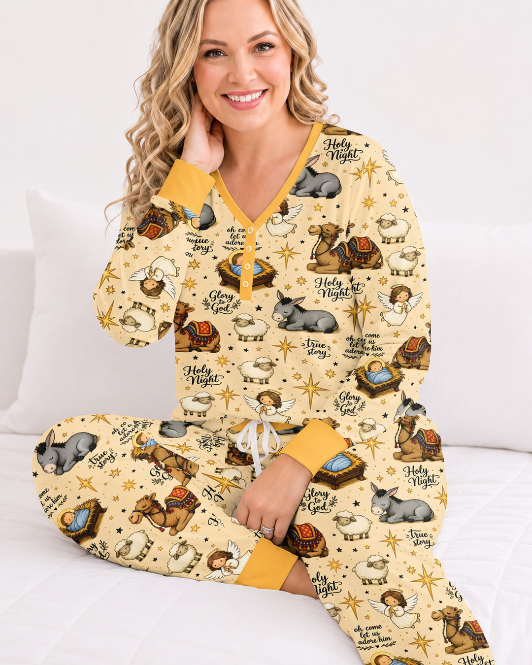 Nativity Christmas Holy Night Bamboo Women Pajama Set