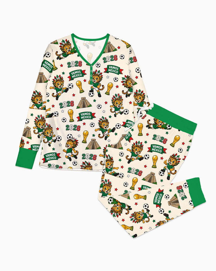 Jaguar 2026 Vamos Mexico Family Matching Bamboo Women Pajama Set