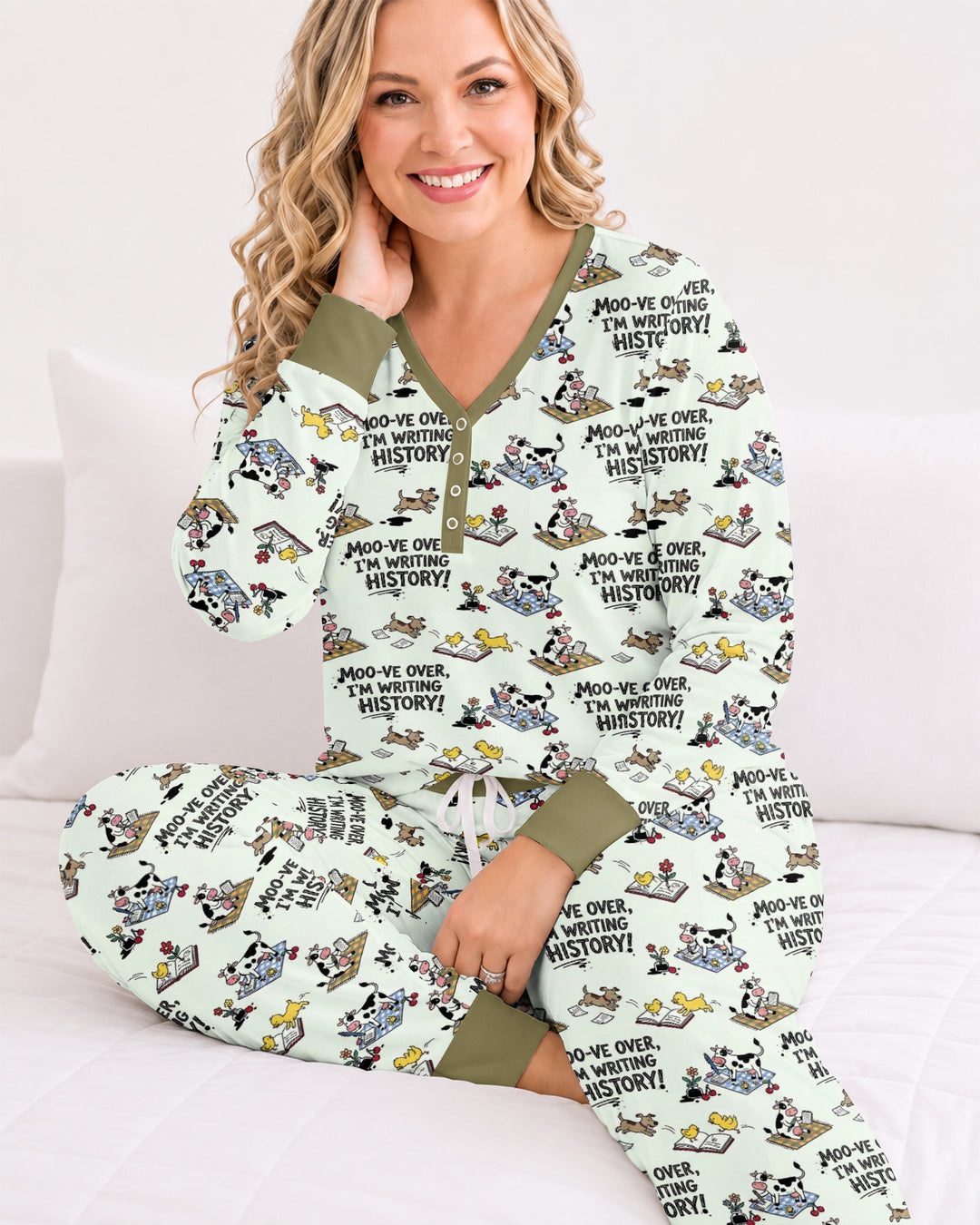 Writing Moo History Bamboo Women Pajama Set