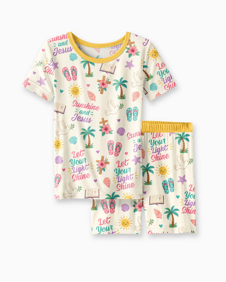 Sunshine and Jesus Summer VBS Bamboo Two Piece Short Sleeve Shorts Pajama Set