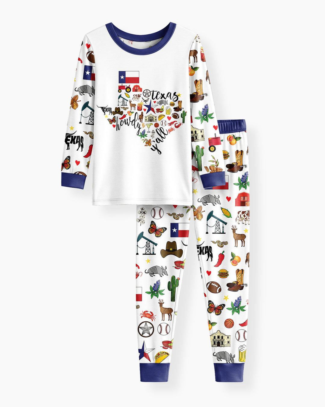Texas Map Bamboo Two Piece Long Sleeve Pajama Set