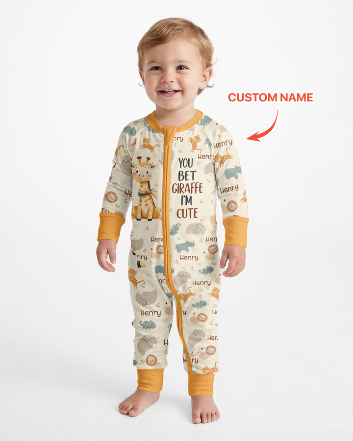 You Bet Giraffe I'm Cute Custom Name Bamboo Convertible Zippy