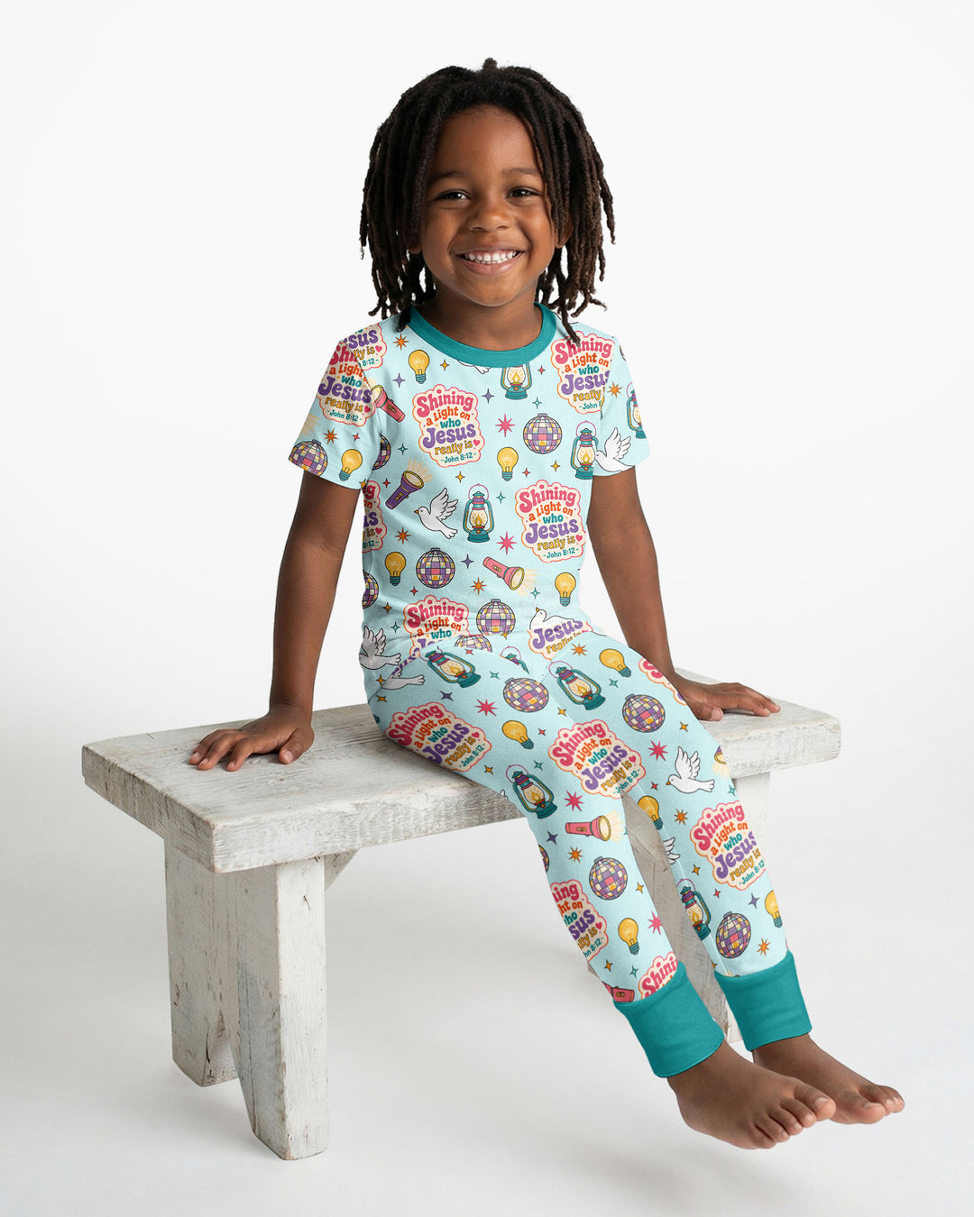 Summer Retro Ice Creams Family Matching Bamboo Two Piece Short Sleeve Pajama Set