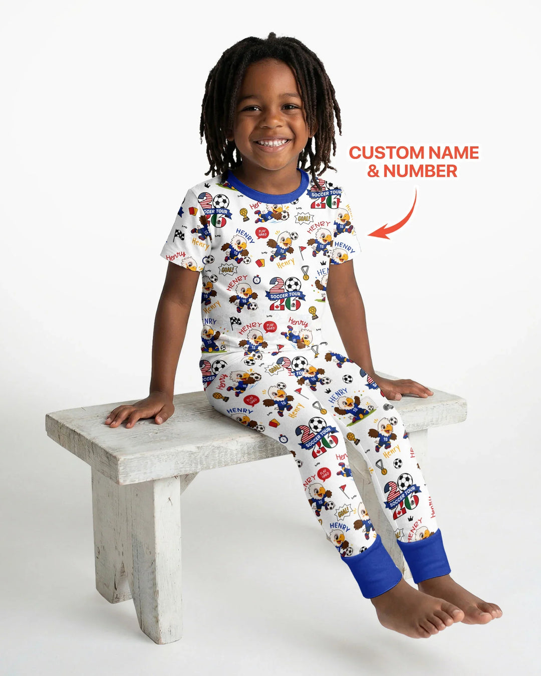 USA We Are Champions Soccer Tour 2026 Bamboo Two Piece Short Sleeve Pajama Set