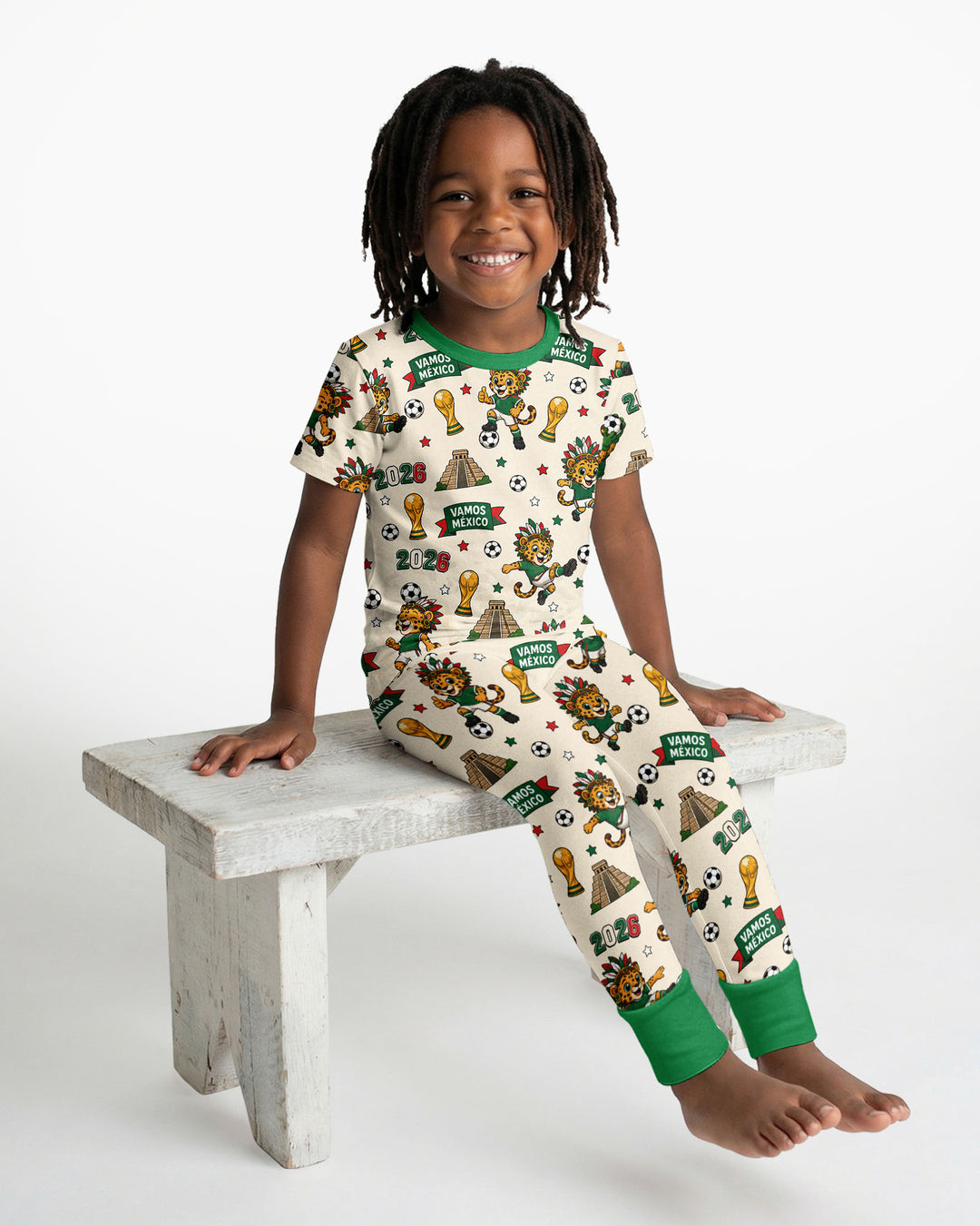 Jaguar 2026 Vamos Mexico Family Matching Bamboo Two Piece Short Sleeve Pajama Set