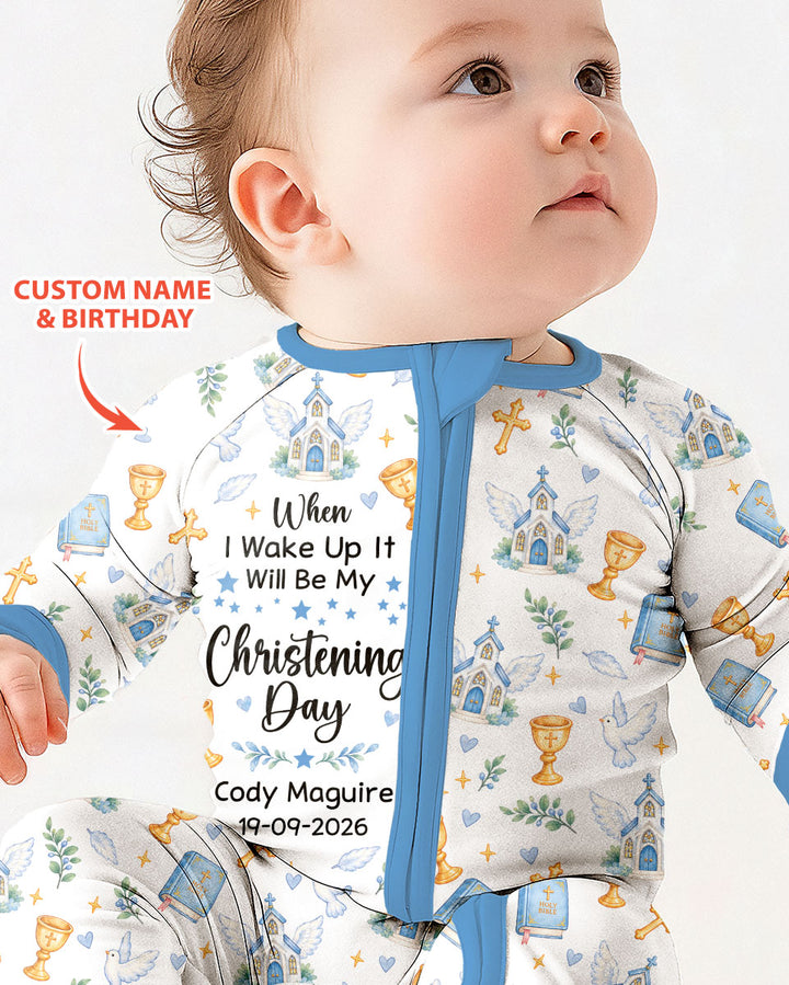 Personalized When I Wake Up It Will Be My Christening Day Bamboo Convertible Zippy