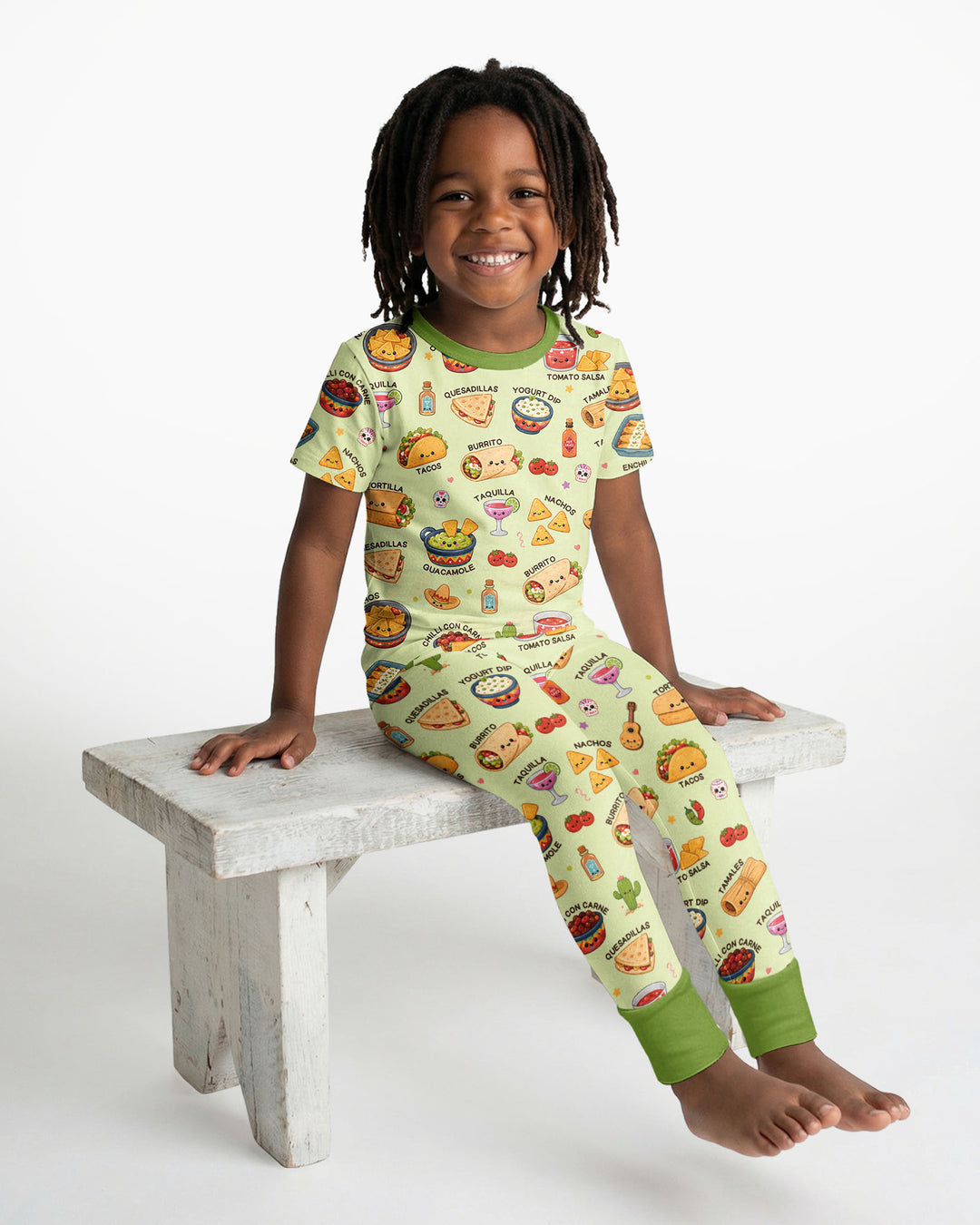 Kawaii Mexican Food Bamboo Two Piece Short Sleeve Pajama Set