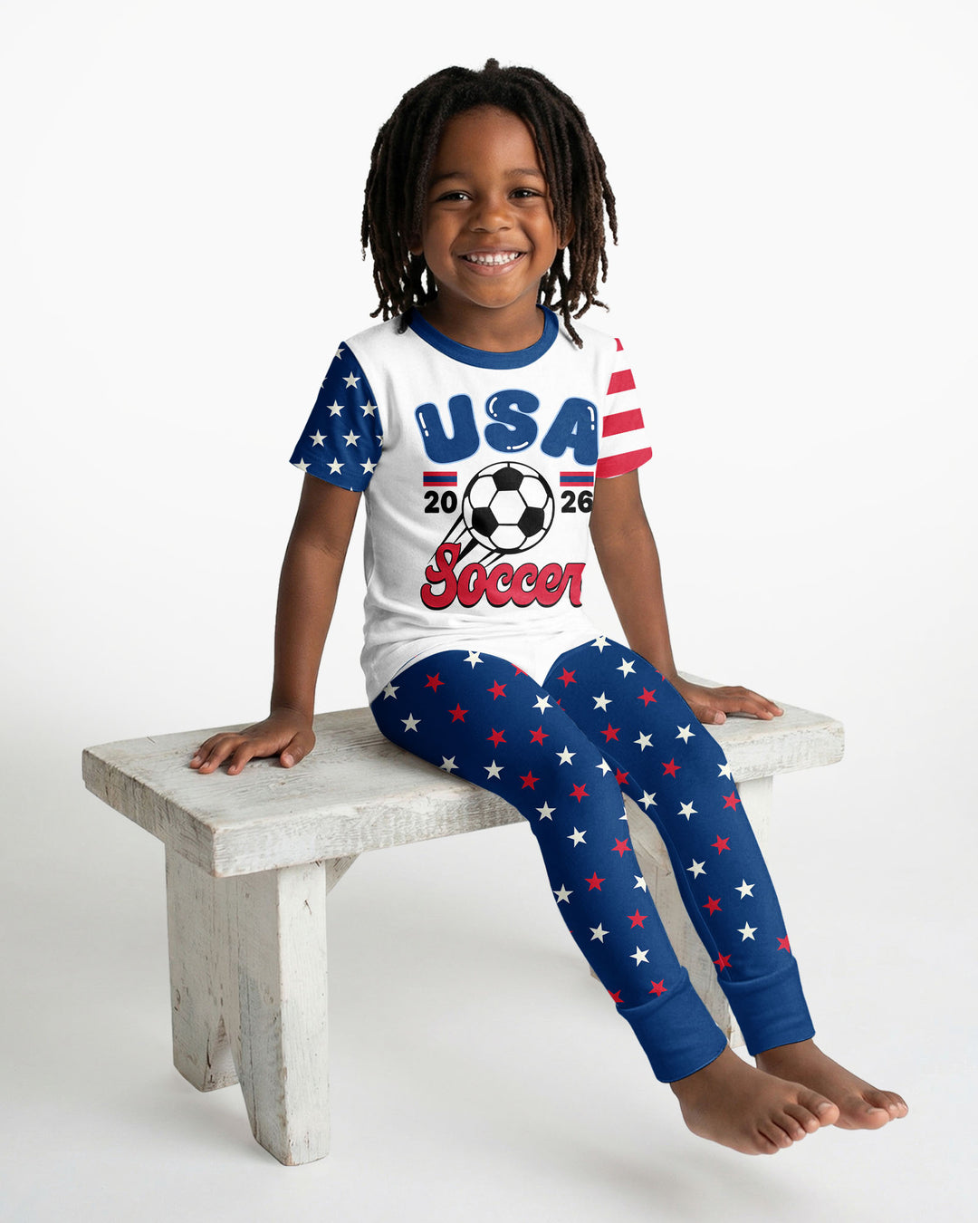 USA Soccer Cup Bamboo Two Piece Short Sleeve Pajama Set