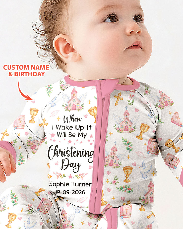 Personalized When I Wake Up It Will Be My Christening Day Bamboo Convertible Zippy