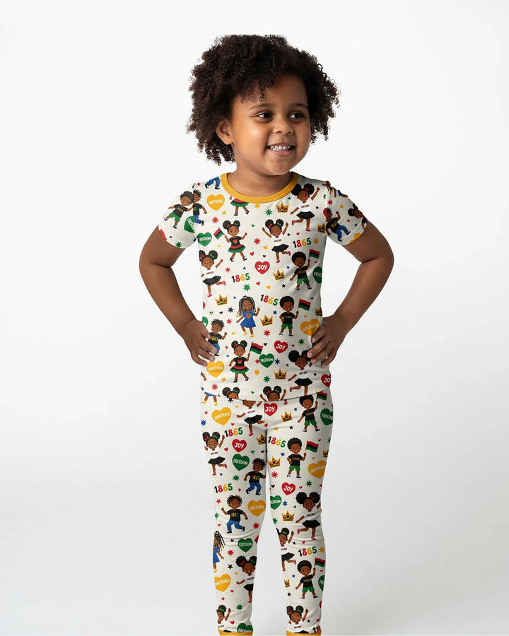 Celebrate Juneteenth Freedom Bamboo Two Piece Short Sleeve Pajama Set
