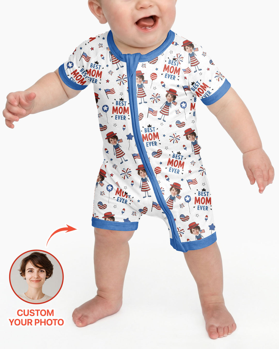 Custom Photo Best Patriotic Family Ever Bamboo Shorty Zippy