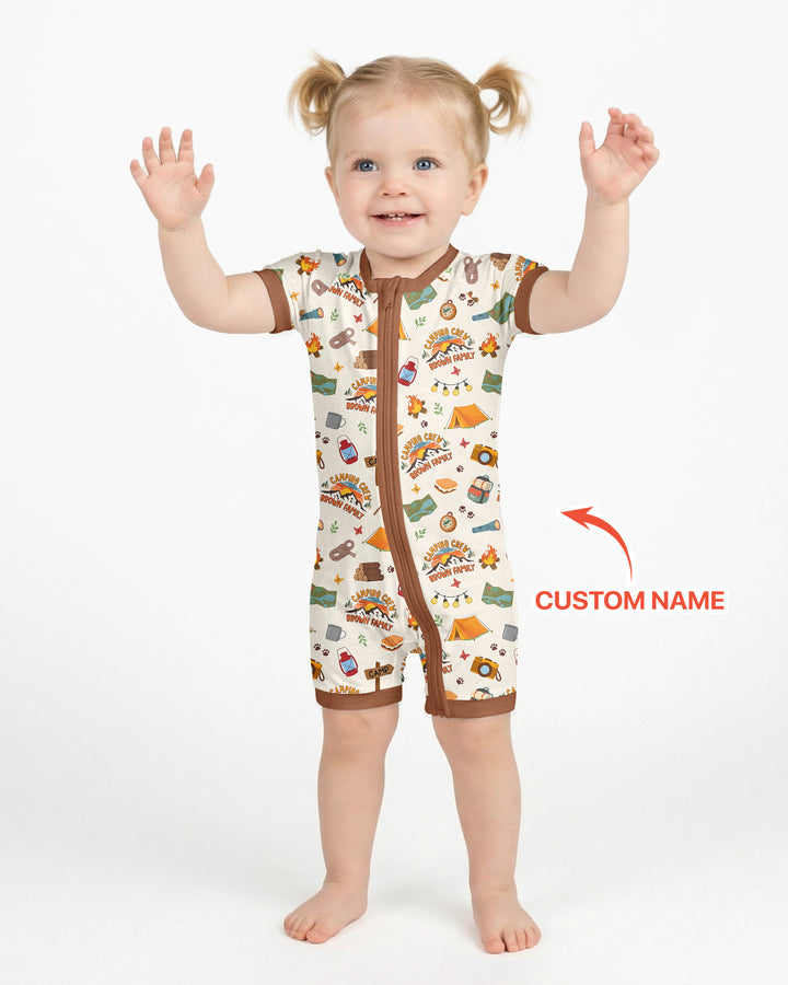 Custom Name Camping Crew Family Matching Bamboo Shorty Zippy