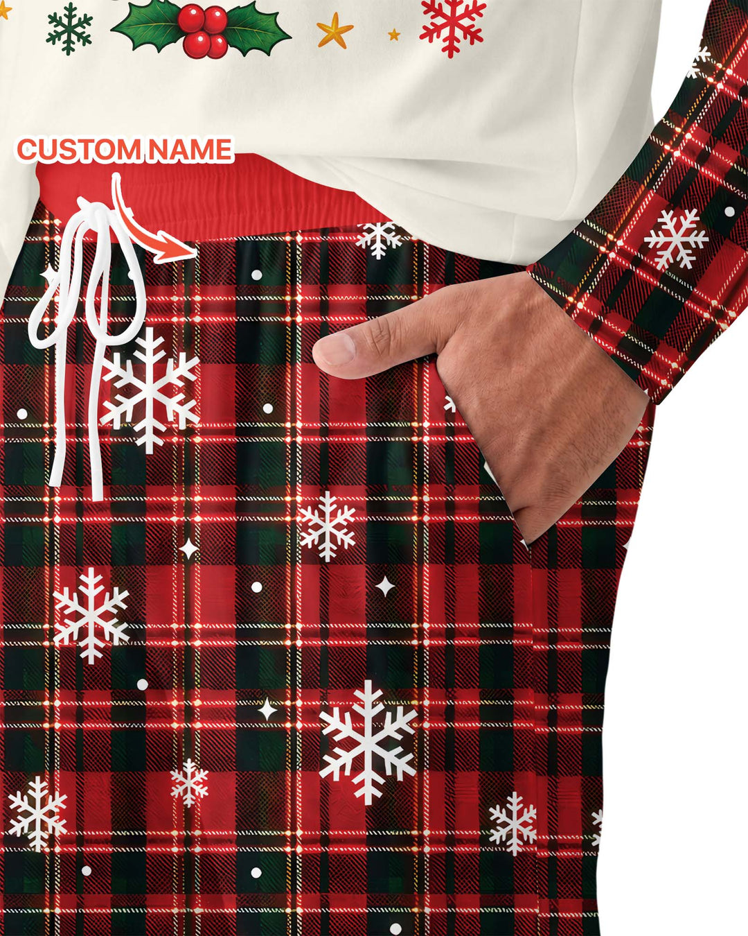 Cute Reindeer in Santa Hat Bamboo Men's Pajama Set