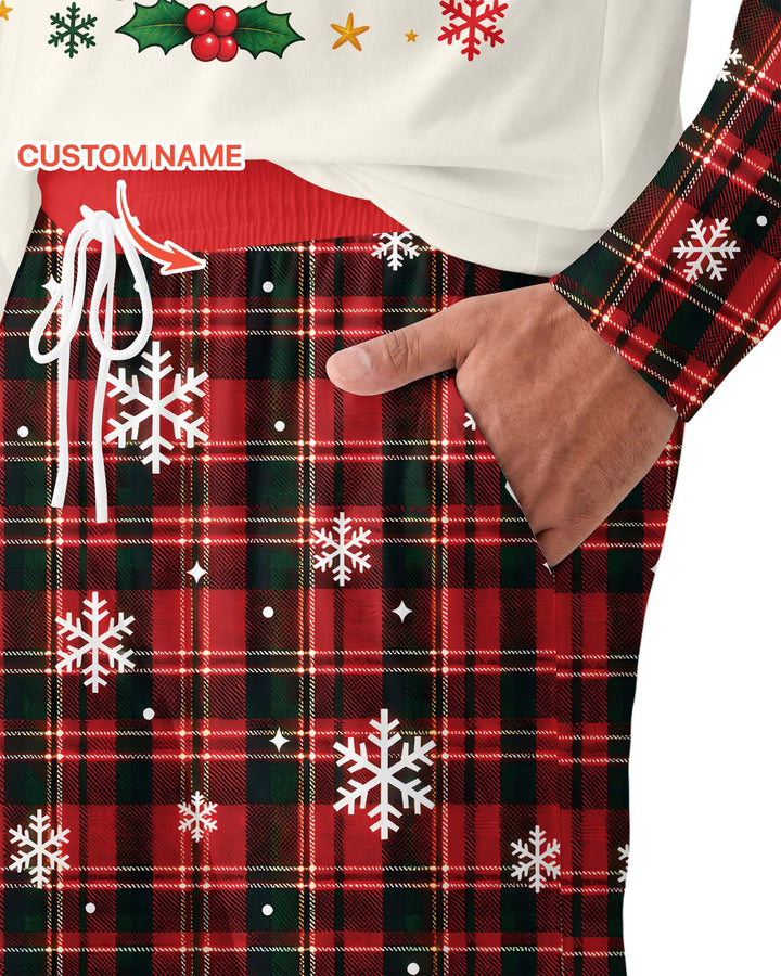 Cute Reindeer in Santa Hat Bamboo Men's Pajama Set