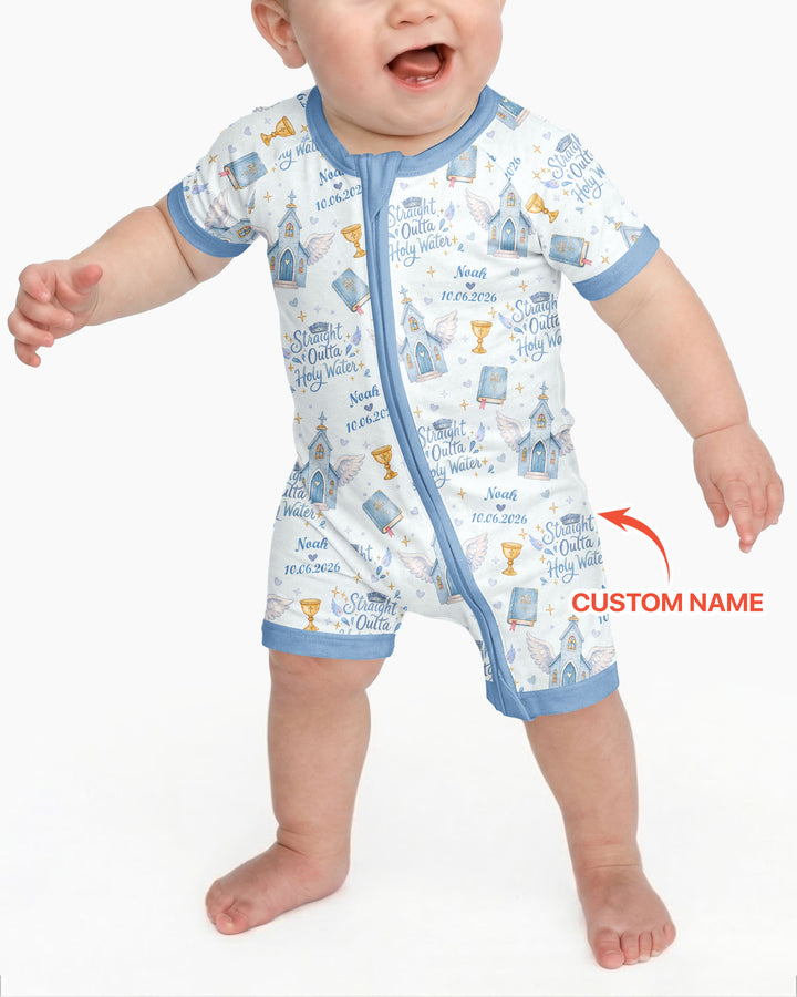 Custom Name Baptism Christening Straight Outta Holy Water Bamboo Shorty Zippy