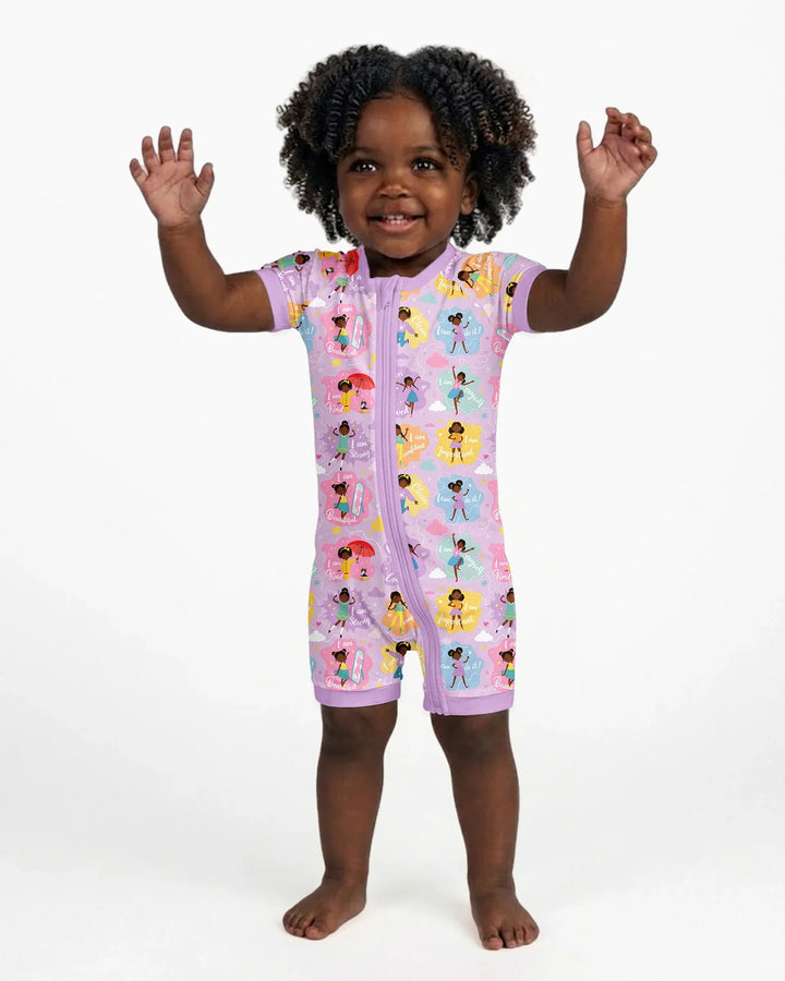 African American Girl I Am Loved Bamboo Shorty Zippy