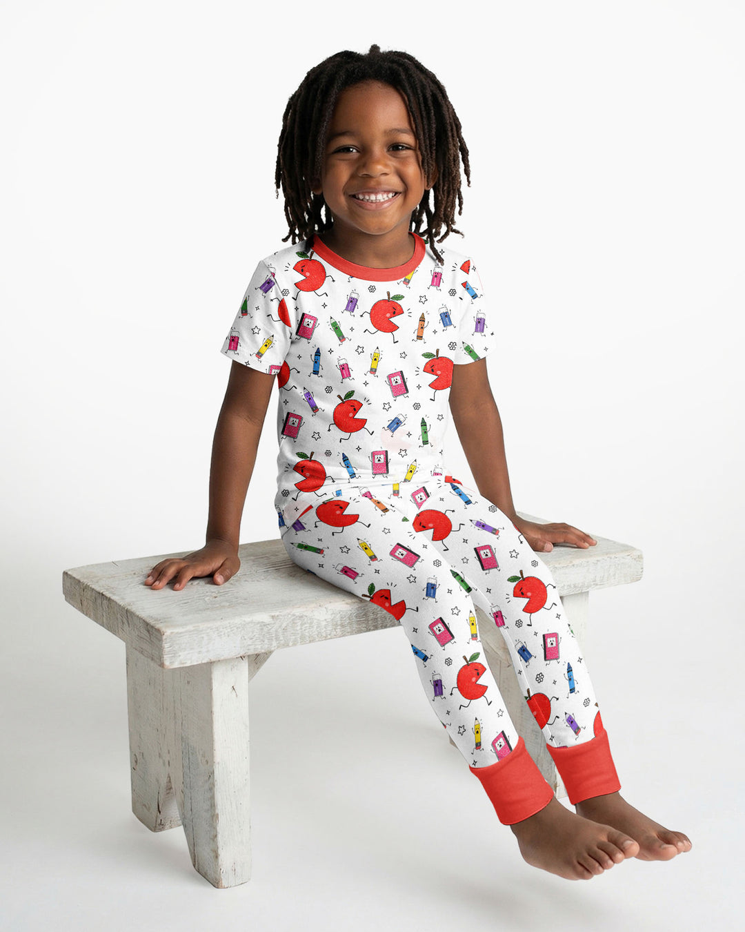 Back To School Chasing Bamboo Two Piece Short Sleeve Pajama Set