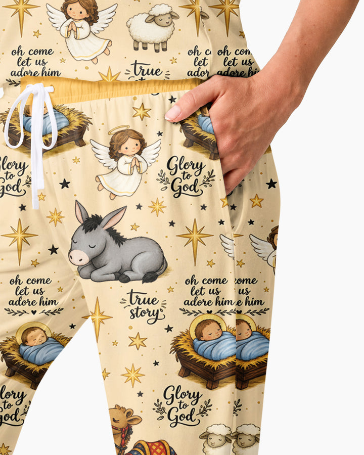 Nativity Christmas Holy Night Bamboo Women Pajama Set