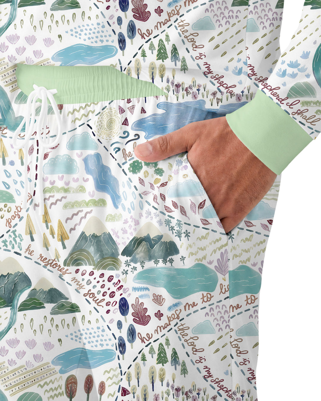 Whimsical Psalms 23 Map Bamboo Men's Pajama Set