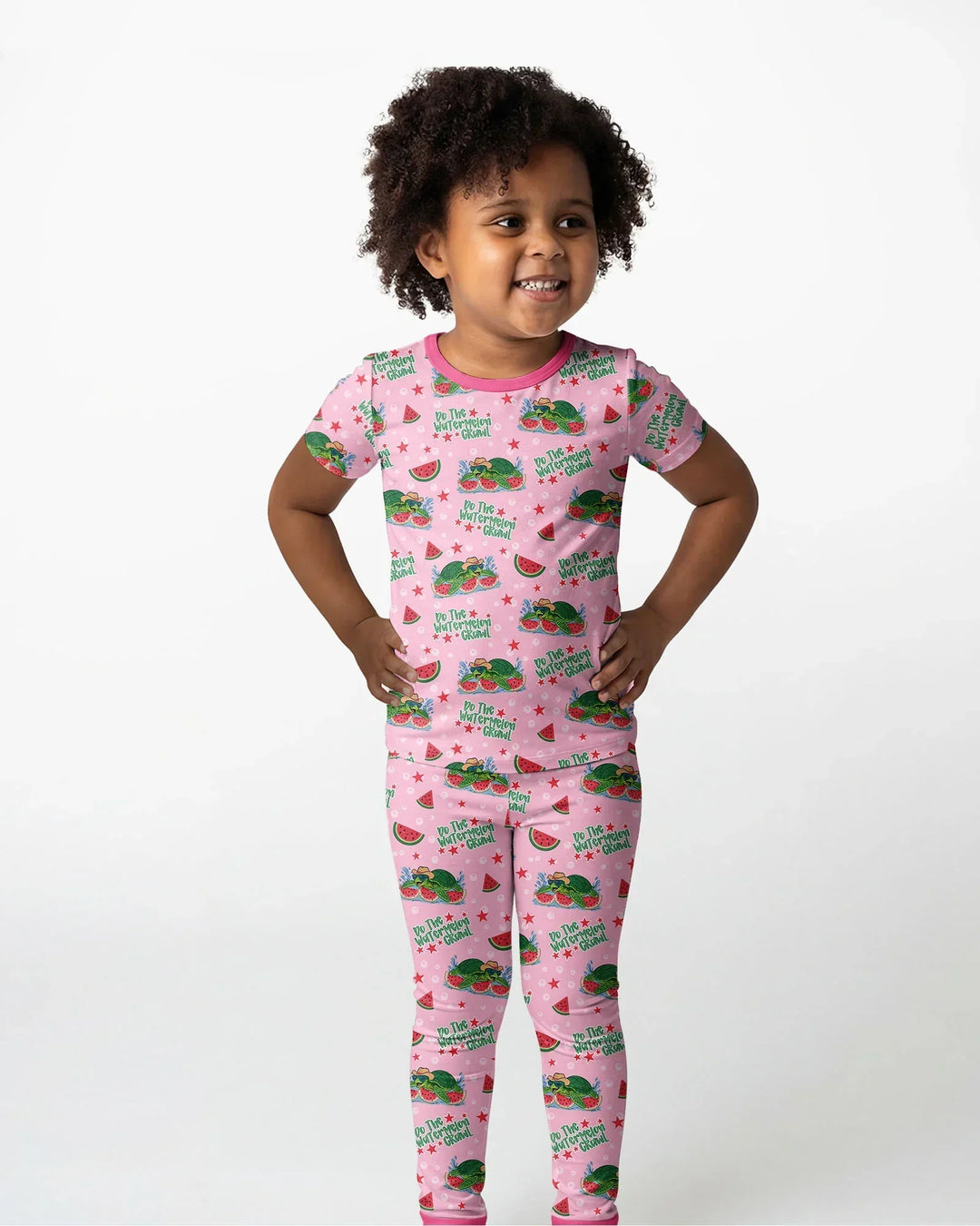 Watermelon Turtle Family Matching Bamboo Two Piece Short Sleeve Pajama Set