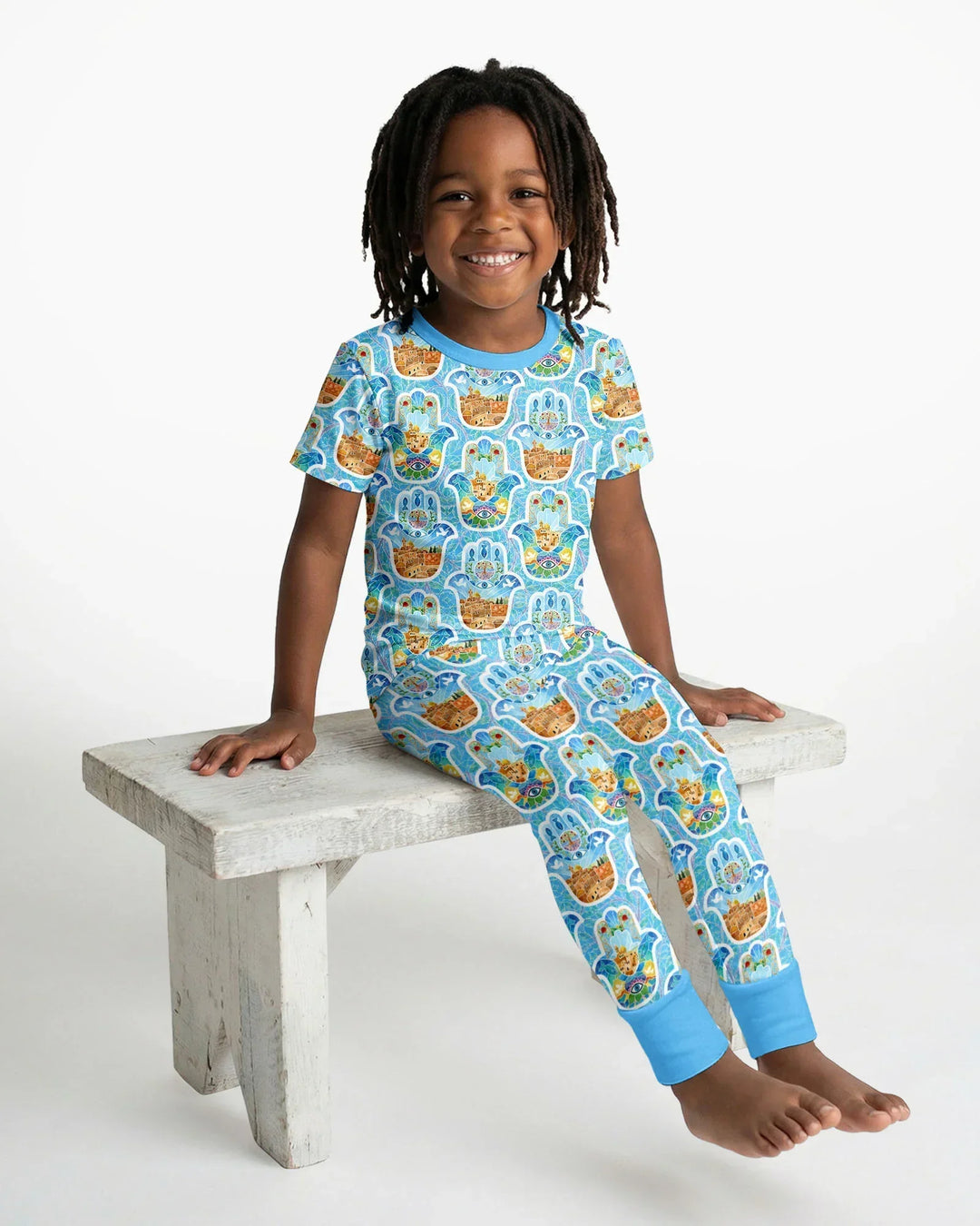 Hamsa Hand Bamboo Two Piece Short Sleeve Pajama Set
