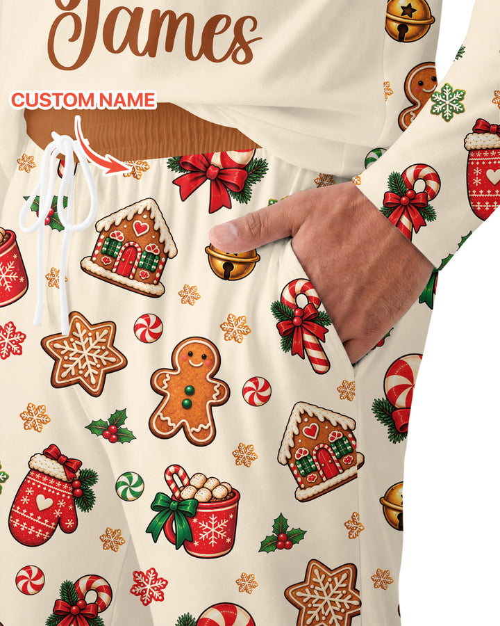 Custom Name Gingerbread The Bow Bamboo Men's Pajama Set