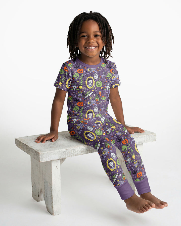 Halloween Monster Fun Bamboo Two Piece Short Sleeve Pajama Set