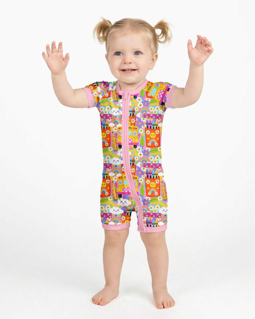 Retro Happy Classroom Bamboo Shorty Zippy