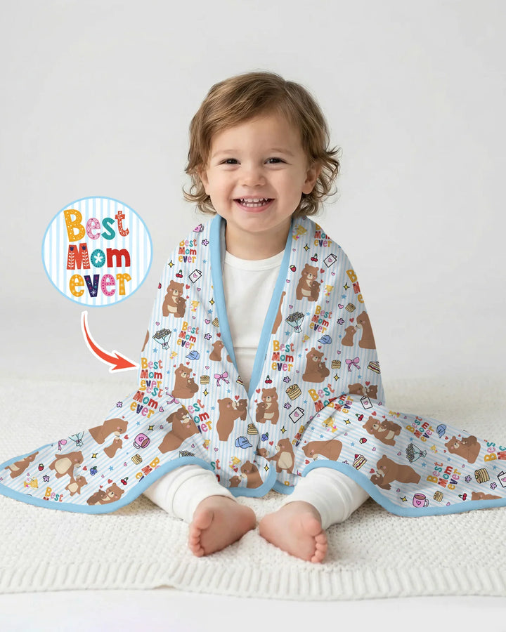 Best Mama Bear Ever Family Matching Bamboo Blanket