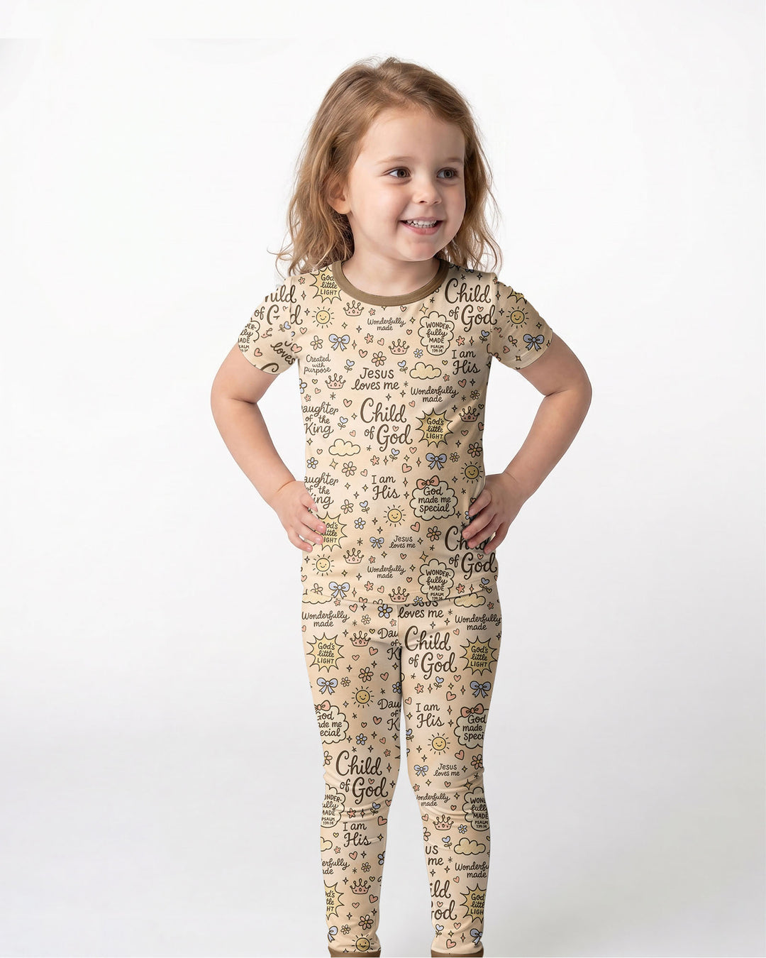 Child Of God Jesus Loves Me Bamboo Two Piece Short Sleeve Pajama Set