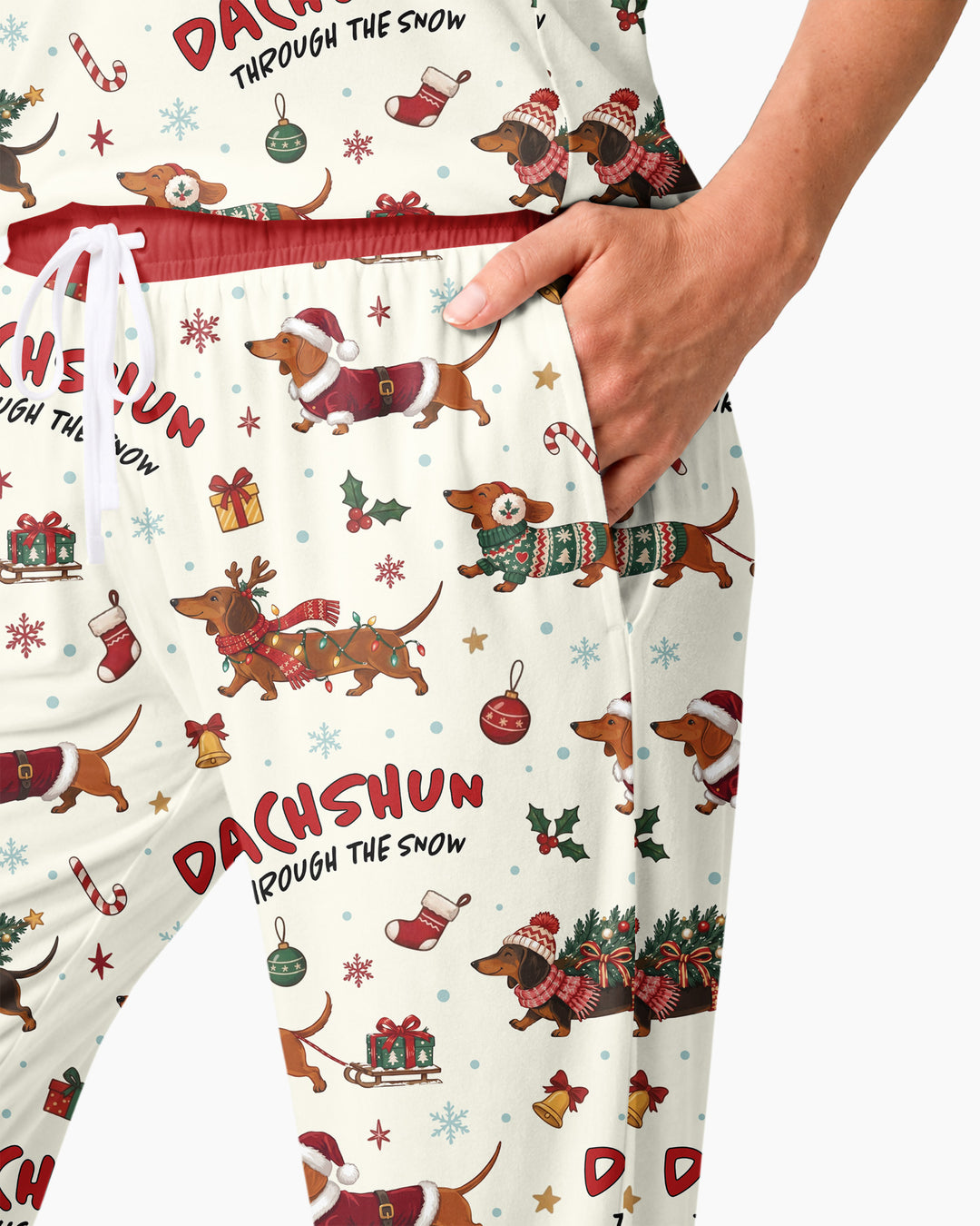 Dachshund Through The Snow Bamboo Women Pajama Set