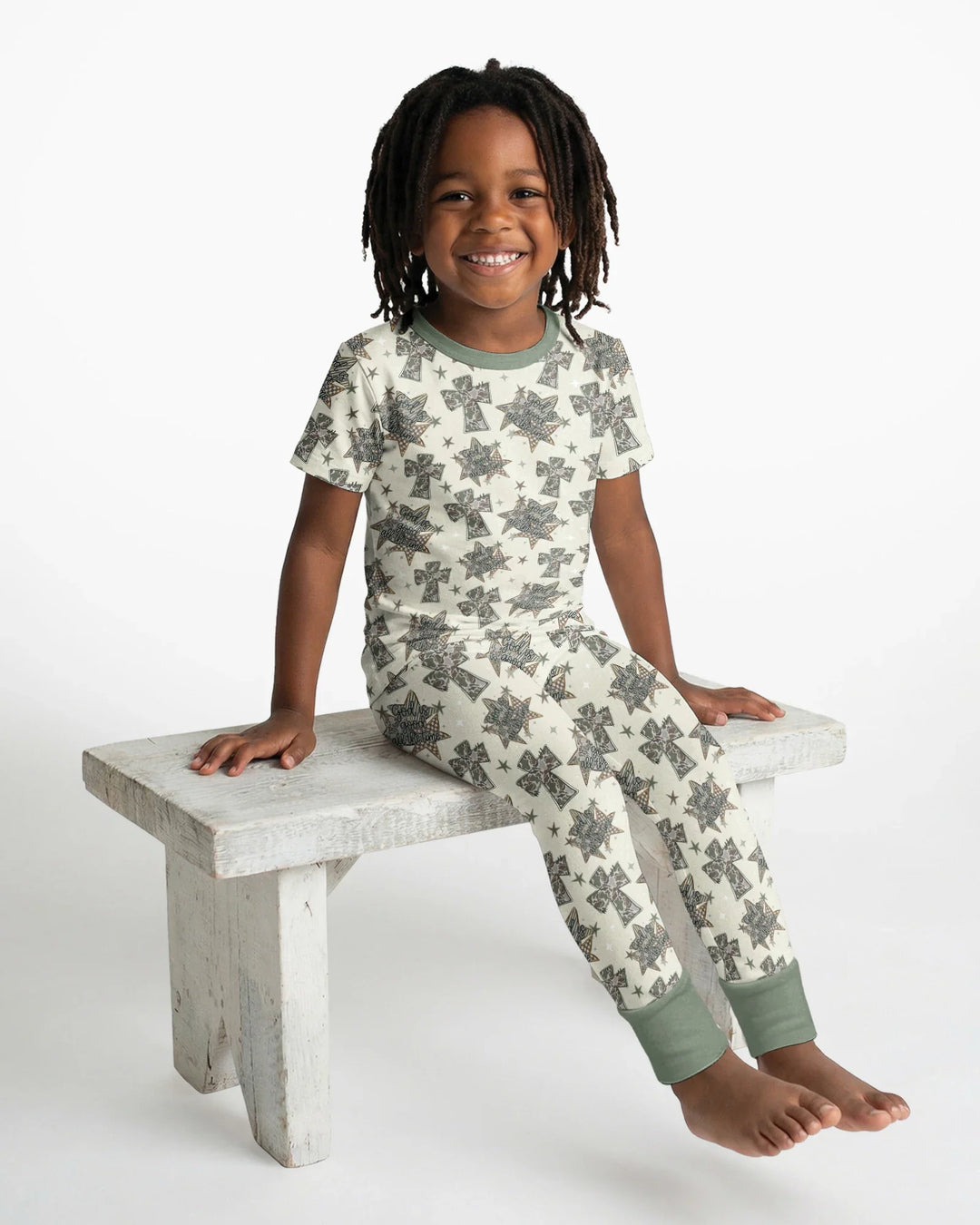 Camo God is Good Family Matching Bamboo Two Piece Short Sleeve Pajama Set