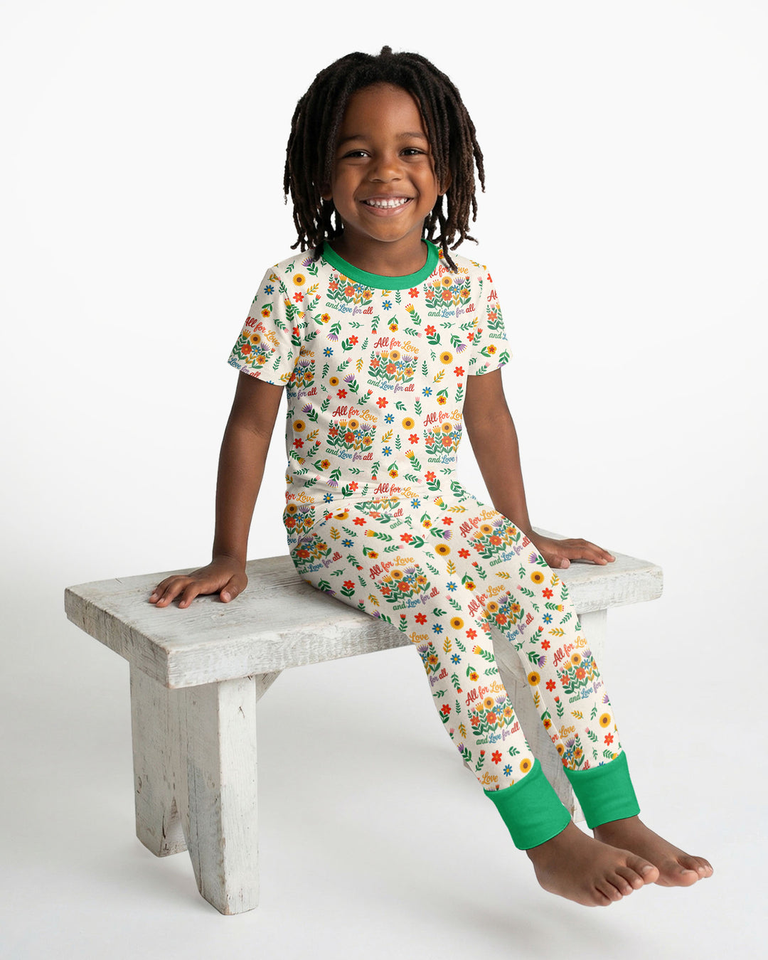 Love For All Family Matching Bamboo Two Piece Short Sleeve Pajama Set