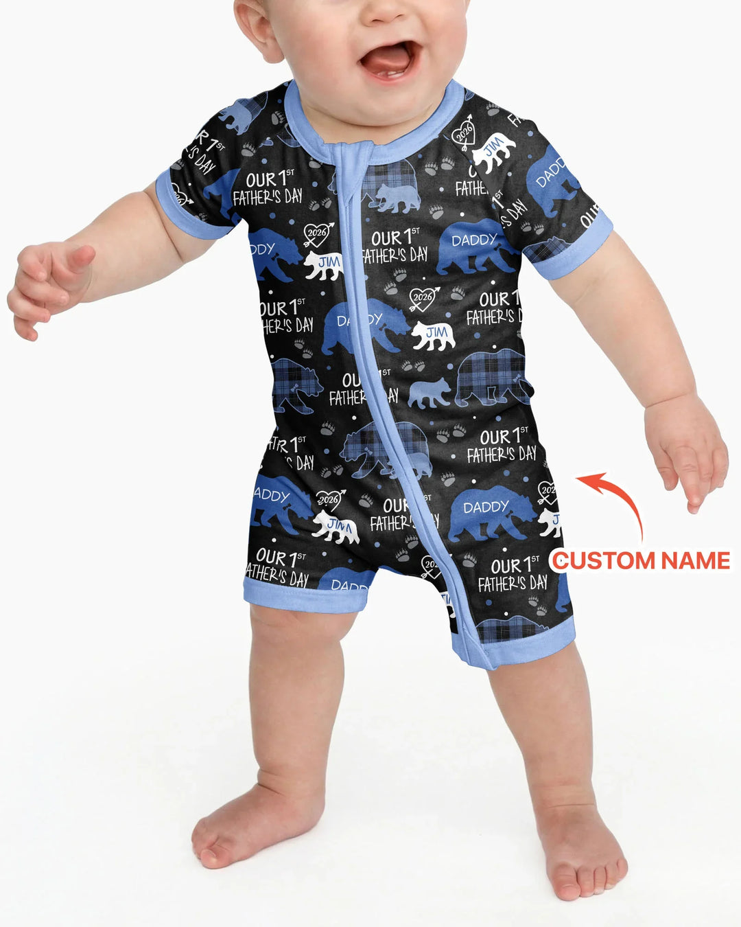 Our 1st Father's Day Daddy Bear & Me Matching Bamboo Shorty Zippy