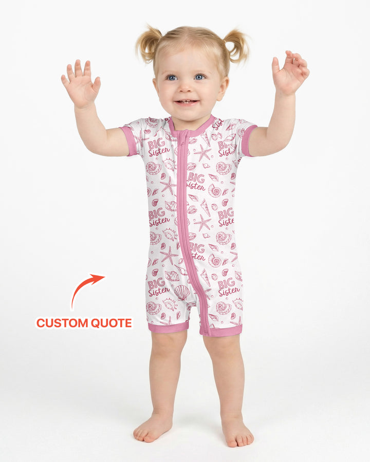 Coquette Seashell Matching Sibling Bamboo Shorty Zippy