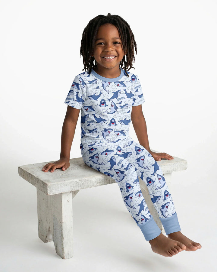 Big Sharks Attack Bamboo Two Piece Short Sleeve Pajama Set