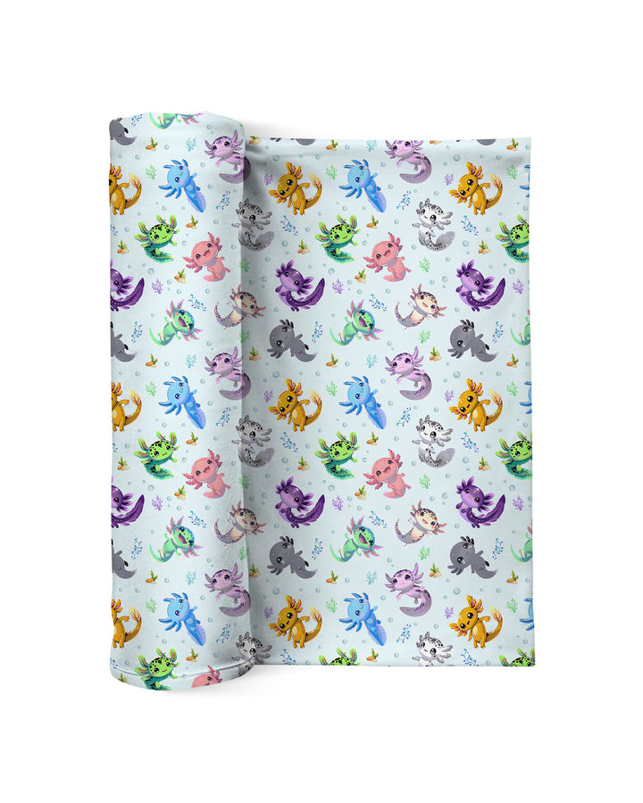 I Love You Axolotl swaddle blanket