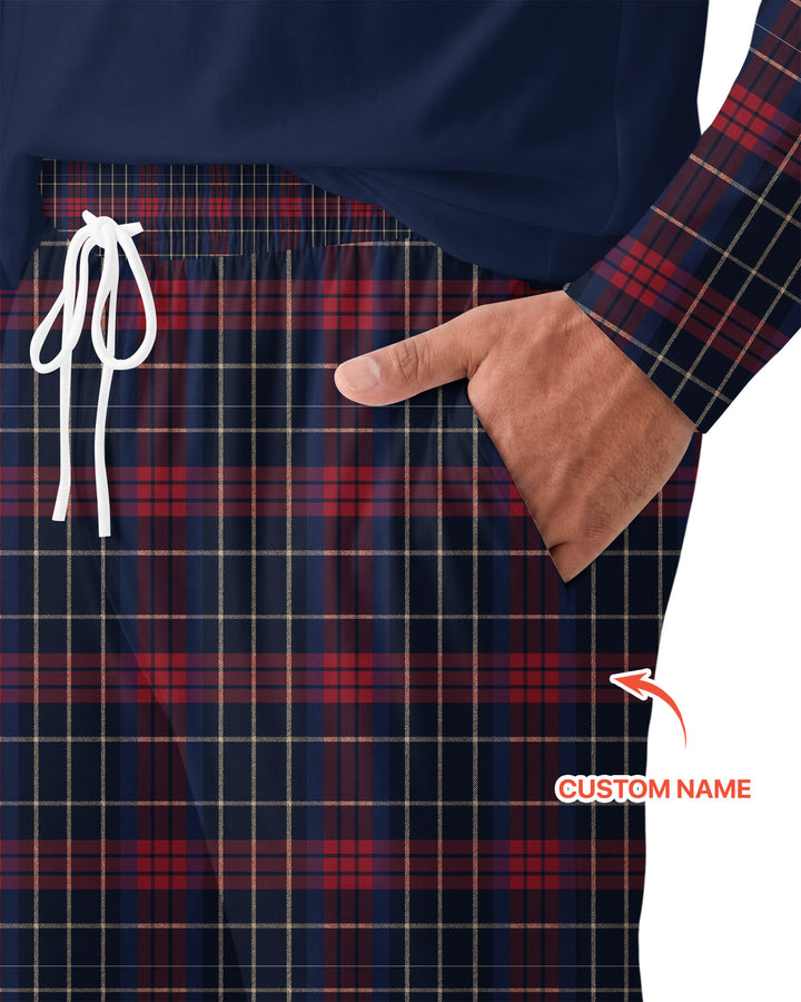 Custom Name North Pole Plaid Bamboo Men's Pajama Set